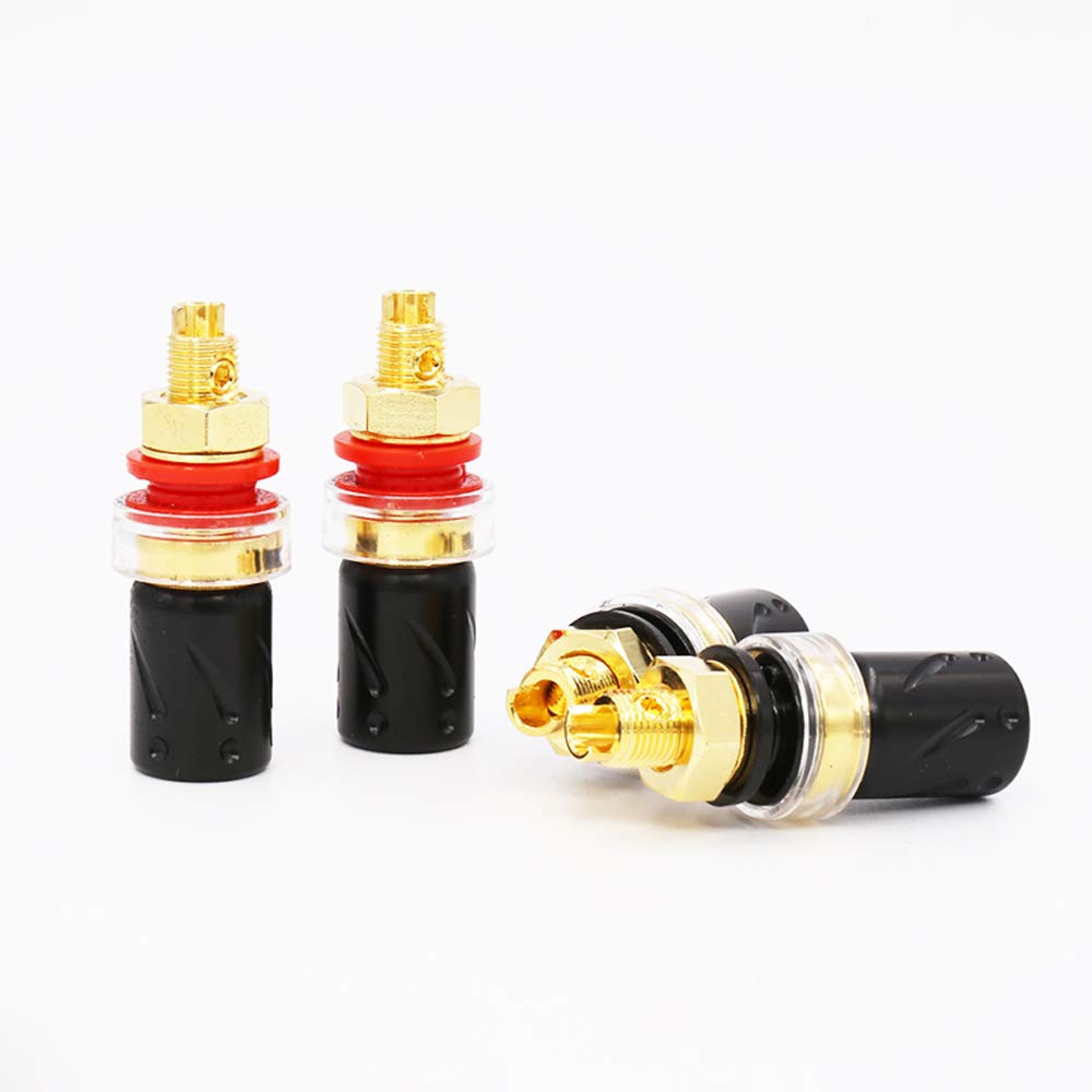 Viborg BP603G 4X HiFi Speaker Binding Post - Gold-Plated Pure Copper Banana Plug Connectors - Audiophile Grade Screw Lock Terminals for Home Theater & Studio Speaker Systems