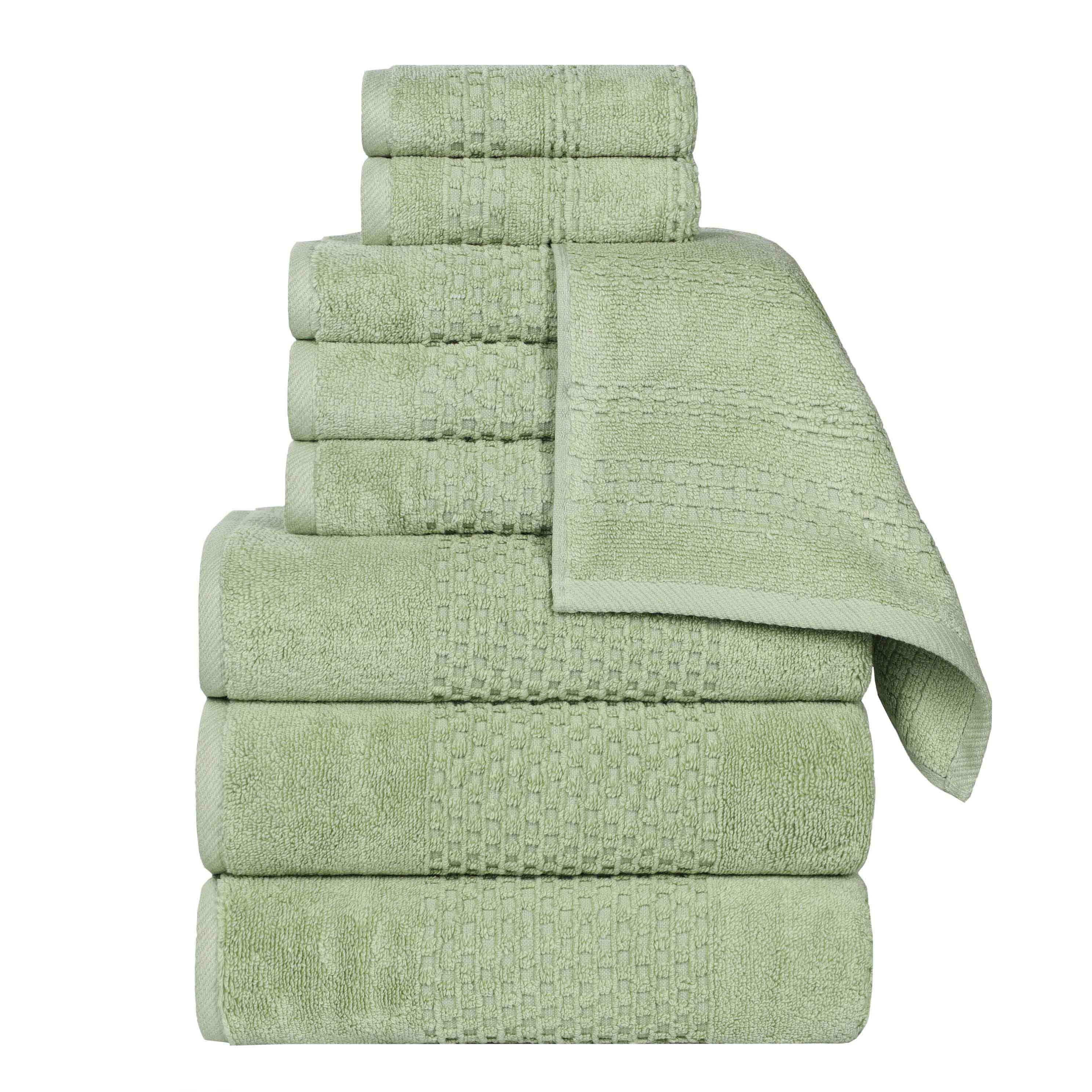 Playa Zero Twist Cotton Solid Waffle Textured 9-Piece Towel Set | Ultra Soft & Absorbent Bath & Beach Towels for Spa, Pool, Gym & Home Use