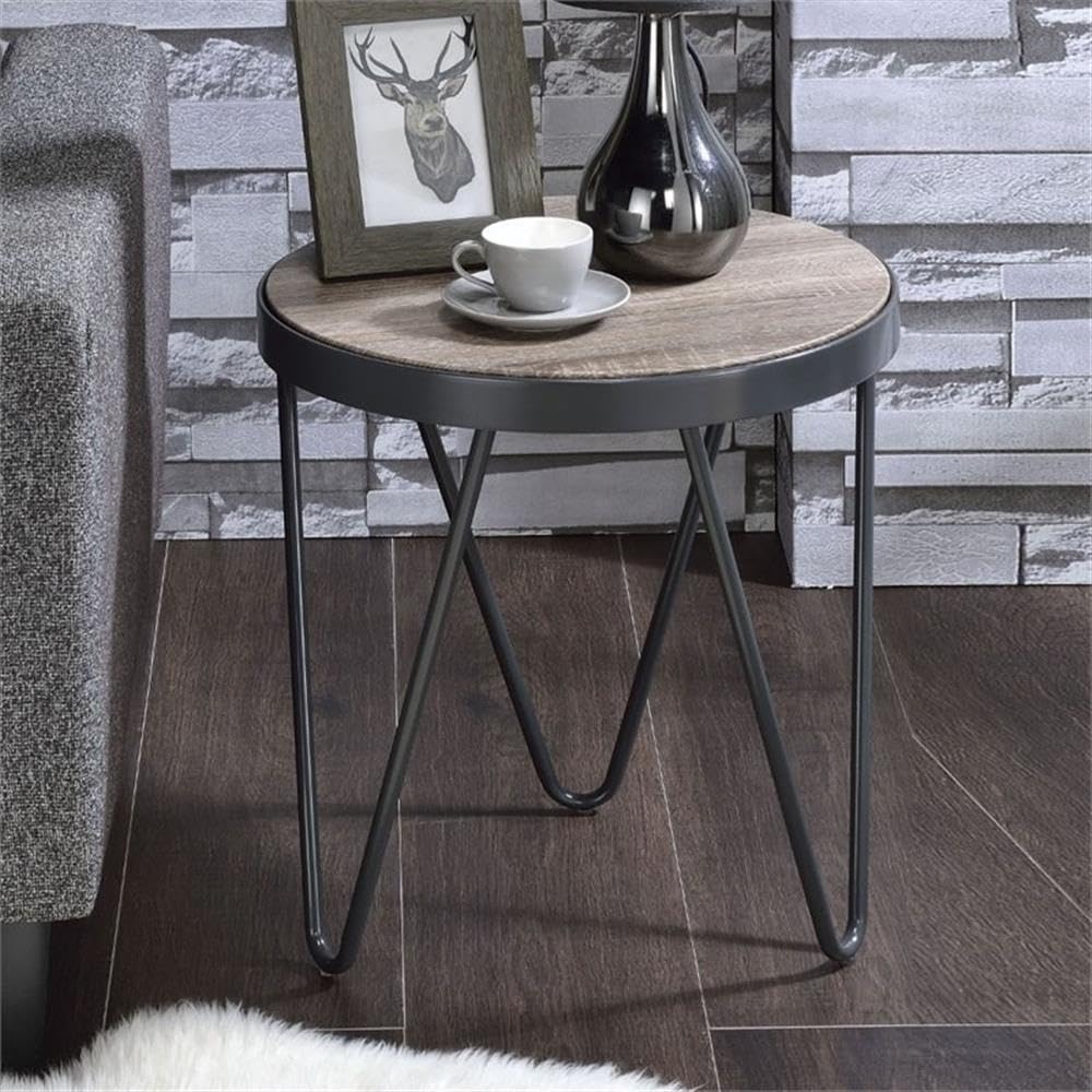 Home Square 3-Piece Coffee Table Set with 2 End Tables - Weathered Gray Oak Finish - Modern Living Room Furniture for Small Spaces & Apartment Decor