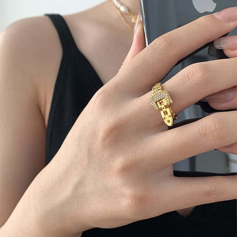 Stylish Adjustable Belt Watch Chain Ring YF4101 - Perfect for Vintage Outfits, Steampunk Fashion & Accessorizing Watches