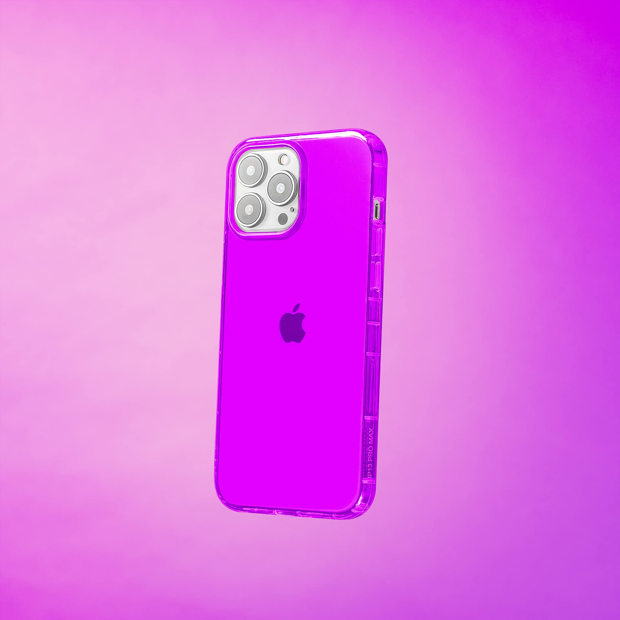 SteepLab Neon Highlighter Case for iPhone 13 Pro Max - Grippy Jelly Phone Cover with Protective Air Pockets, Shockproof & Anti-Slip Design in Vivid Purple - Perfect for Gym, Work & Everyday Use