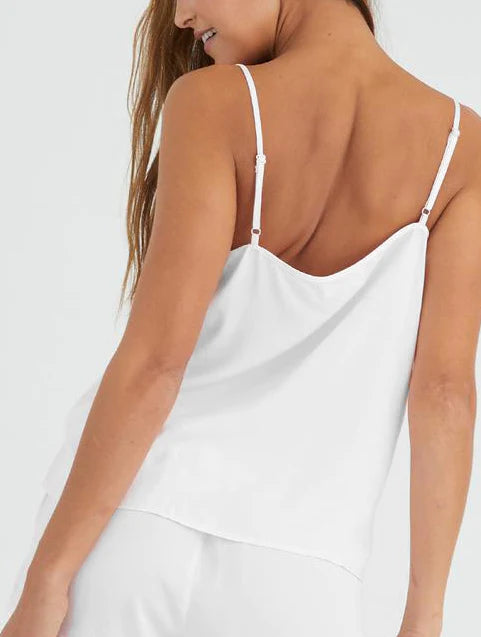 Ecovera Women's Pearl White Camisole Top - Soft Stretchy Comfortable for Layering, Sleepwear & Casual Wear
