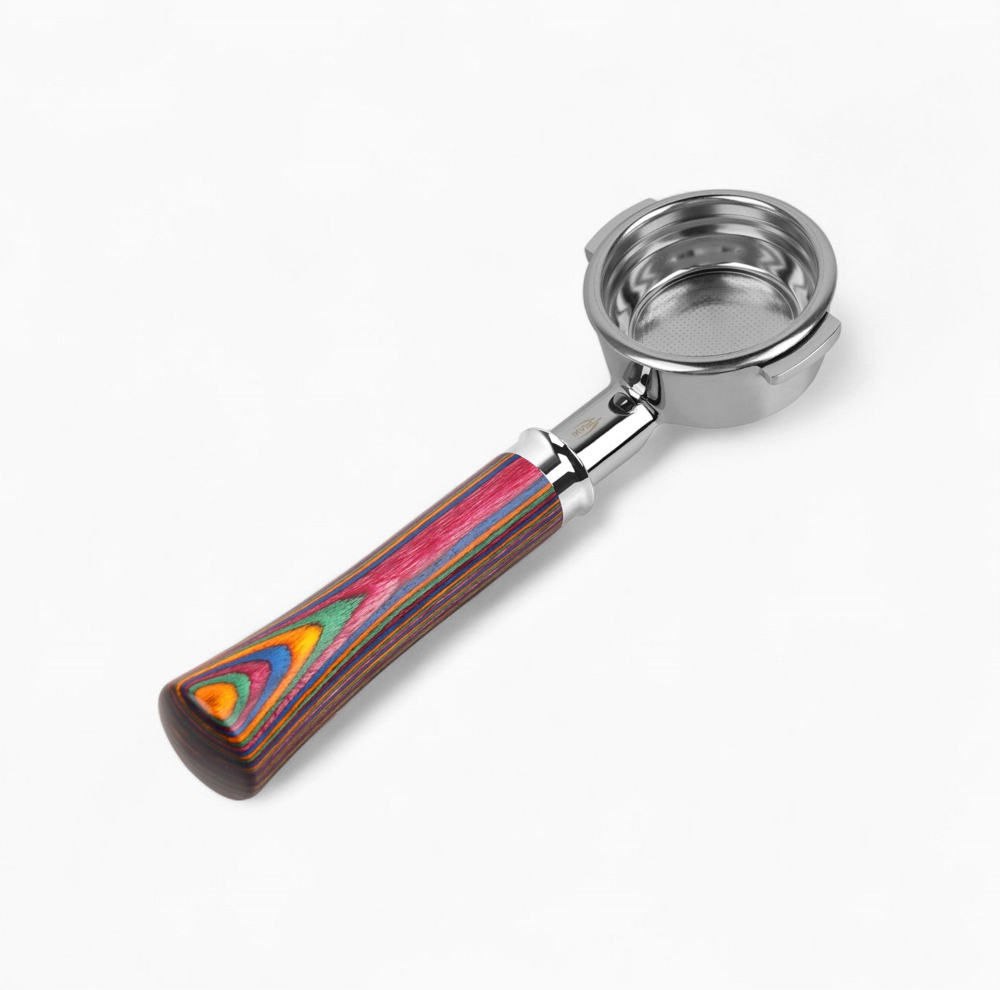Colorful Wooden Handle Bottomless Portafilter for Espresso Machines - Perfect for Home Baristas & Coffee Shops