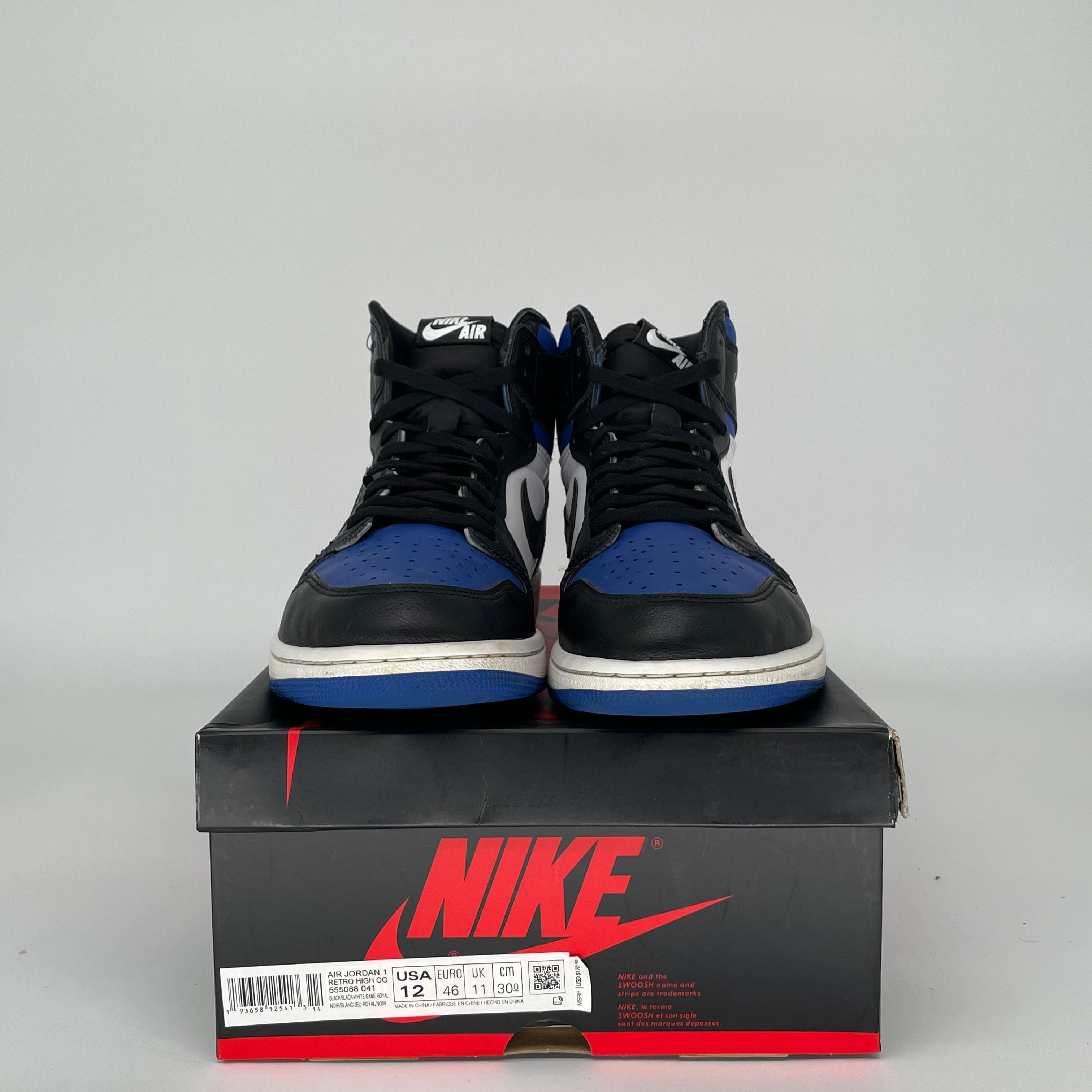 AIR JORDAN 1 ROYAL TOE Men's Basketball Shoes Size 12 - 555088-041 Blue Black White | High-Top Sneakers for Streetwear, Sports & Casual Wear