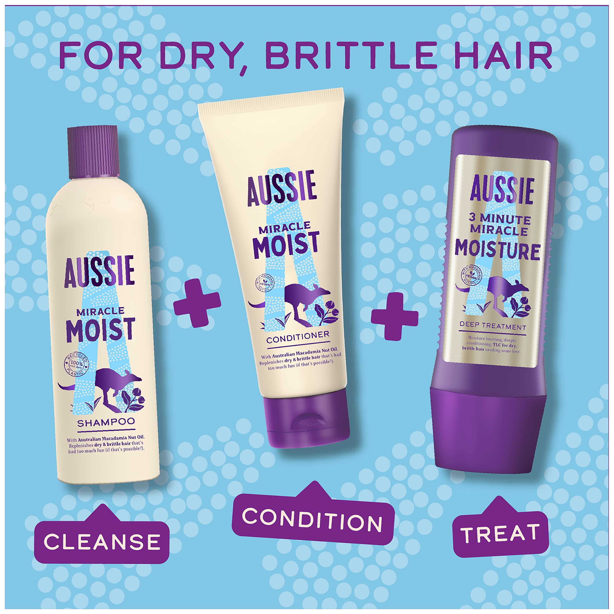 Aussie Miracle Moist Macadamia Conditioner for Fine Hair - 200ml (1 Count) | Deep Hydration & Repair for Dry, Damaged Hair - Perfect for Daily Use & Salon-Quality Results