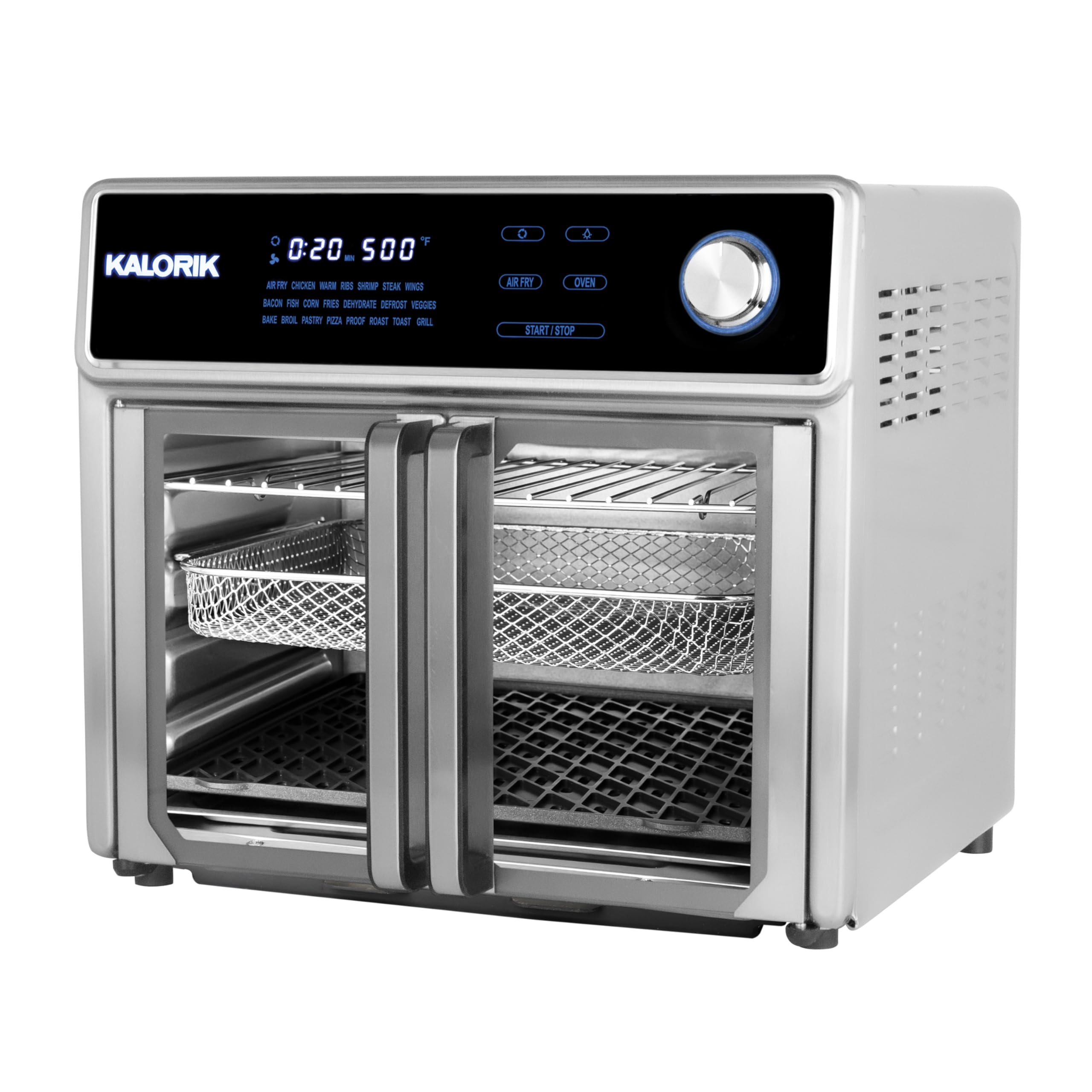 Kalorik MAXX 26 Quart Digital Air Fryer Oven Grill with 12-in-1 Functions - Stainless Steel (AFO 47631 SS2) - Perfect for Baking, Roasting, and Healthy Cooking at Home