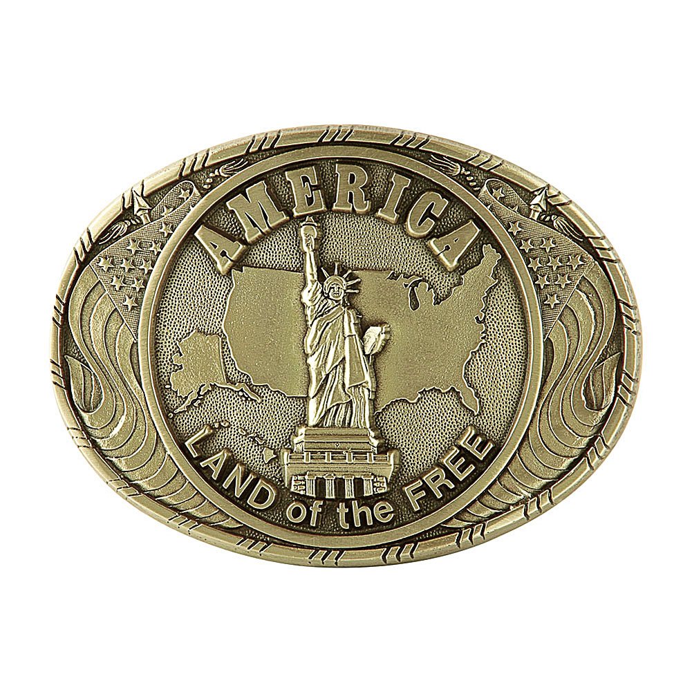 Indiana Metal Craft Men's Patriotic Belt Buckle - American Flag & 'Land of The Free' Design - Perfect for 4th of July, Veterans Day & Patriotic Events