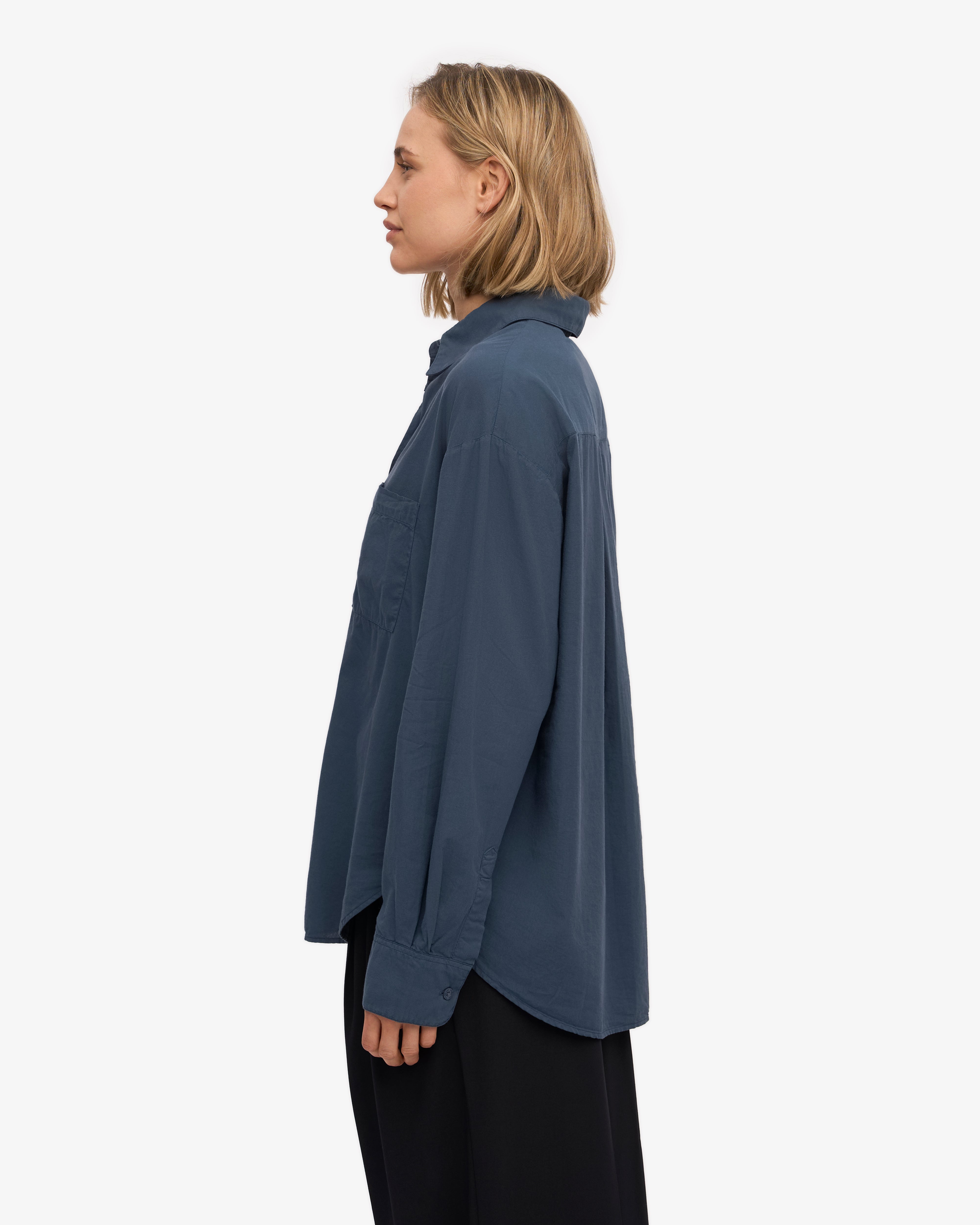 Organic Oversized Shirt for Women - Soft Linen Blend Petrol Blue Tunic Top - Perfect for Casual Outings, Beach Cover-ups & Boho Style Outfits