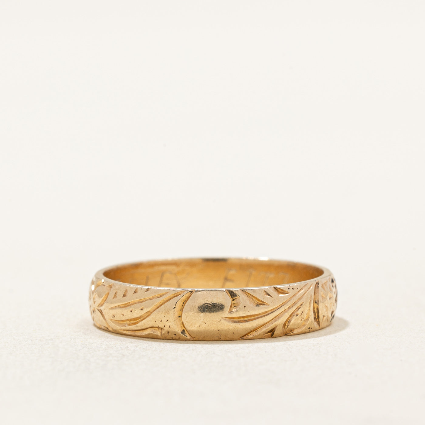 14K Yellow Gold Engraved Wedding Band Ring - 3.85mm Wide, Size 6.75 - Perfect for Anniversary Gifts, Bridal Jewelry & Special Occasions