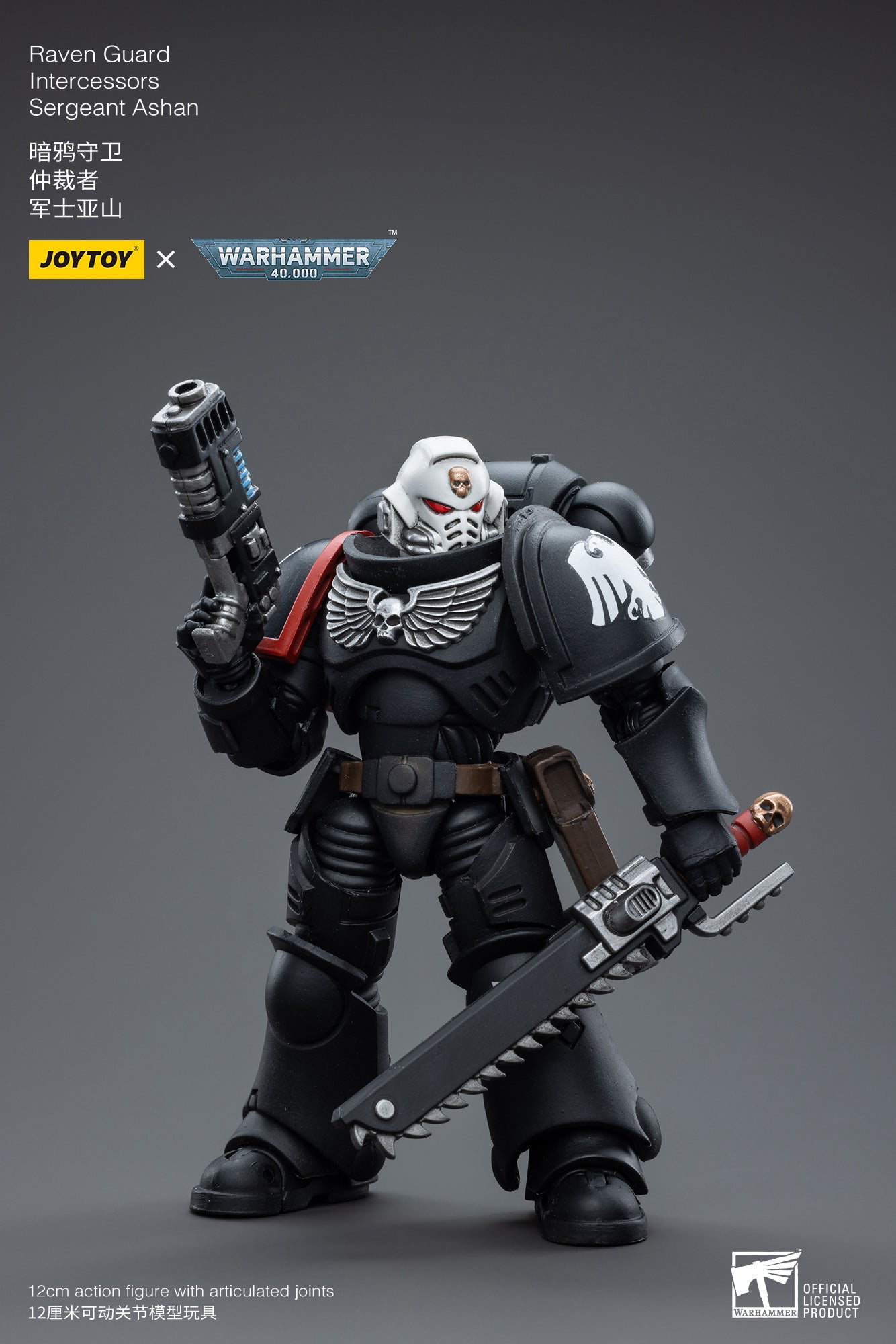 1/18 JOYTOY Warhammer 40K Raven Guard Intercessors Sergeant Ashan Action Figure - Collectible Miniature for Warhammer 40K Fans, Tabletop Gaming & Display