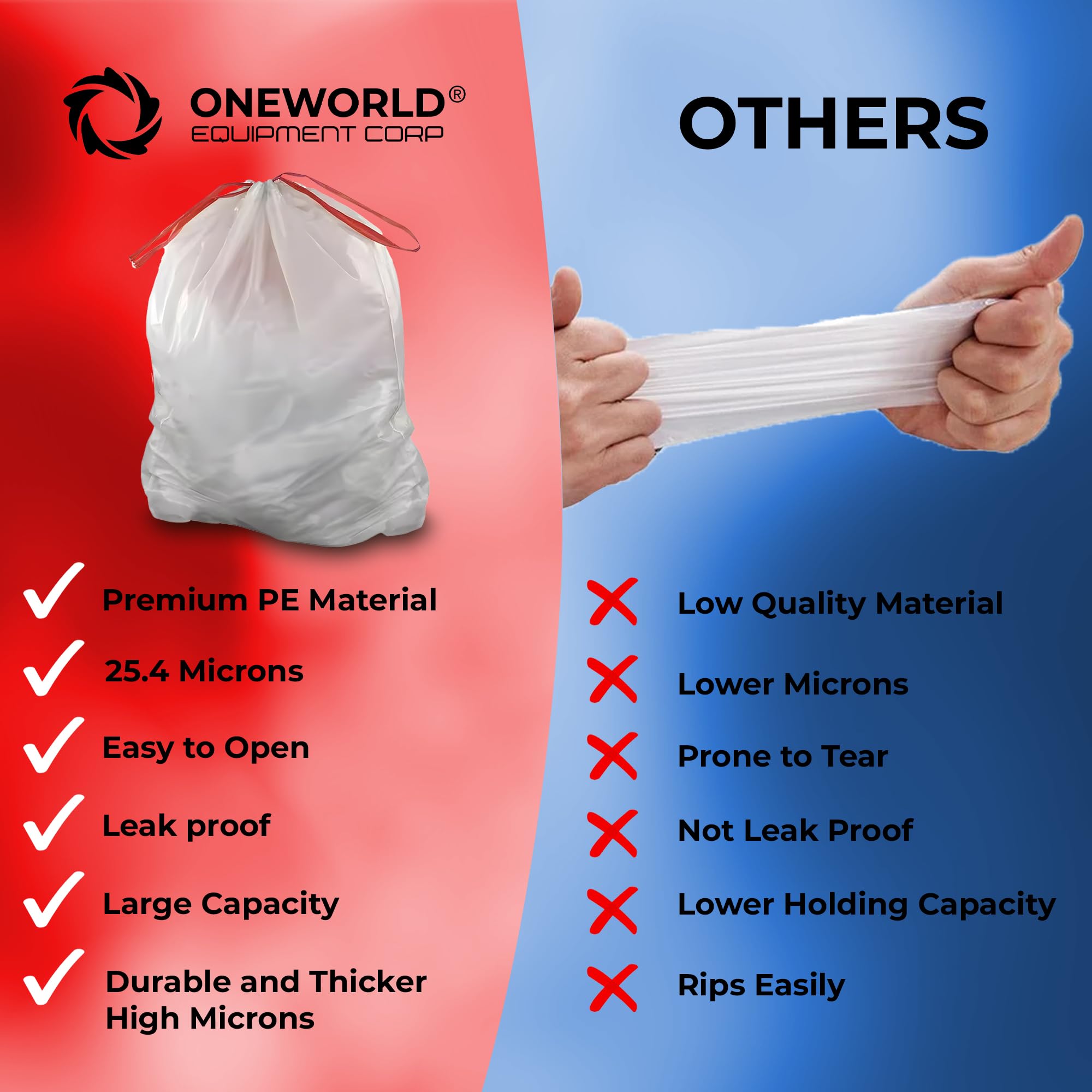Heavy Duty Industrial Garbage Bags - Extra Large 13 Gallon Trash Bags for Yard, Kitchen & Commercial Use (White) | Durable Waste Disposal Solution for Home, Office & Outdoor Cleaning