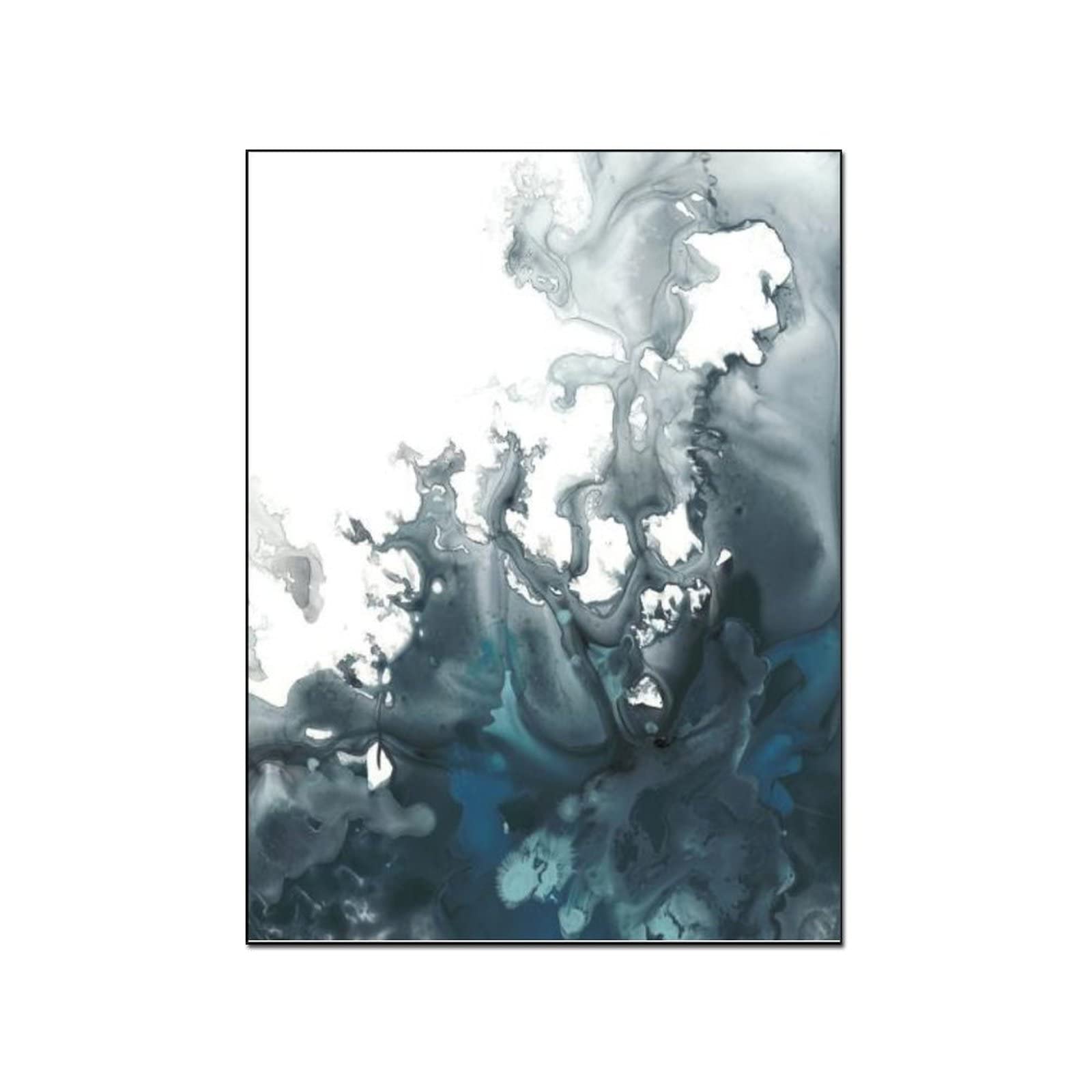 Abstract Indigo Tempest Wall Art - Framed Canvas Prints & Posters for Living Room, Bedroom, Bathroom Decor - Modern Home Aesthetic Painting for Wall Decoration