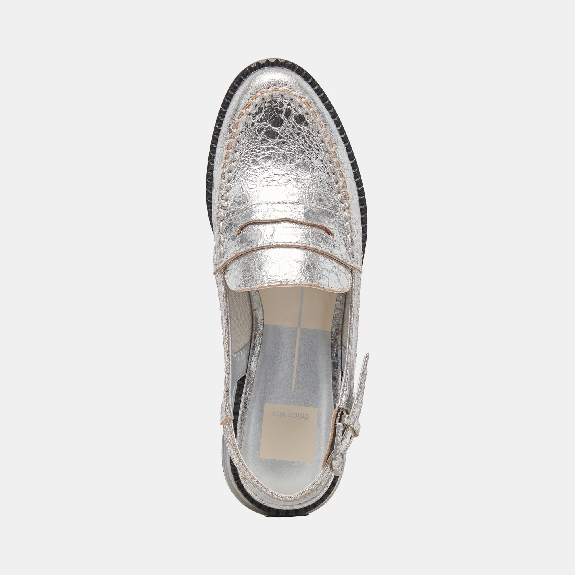 HARDI Women's Wide Loafers - Silver Crackled Leather Slip-On Shoes for Comfort & Style | Perfect for Office, Casual Wear & Travel
