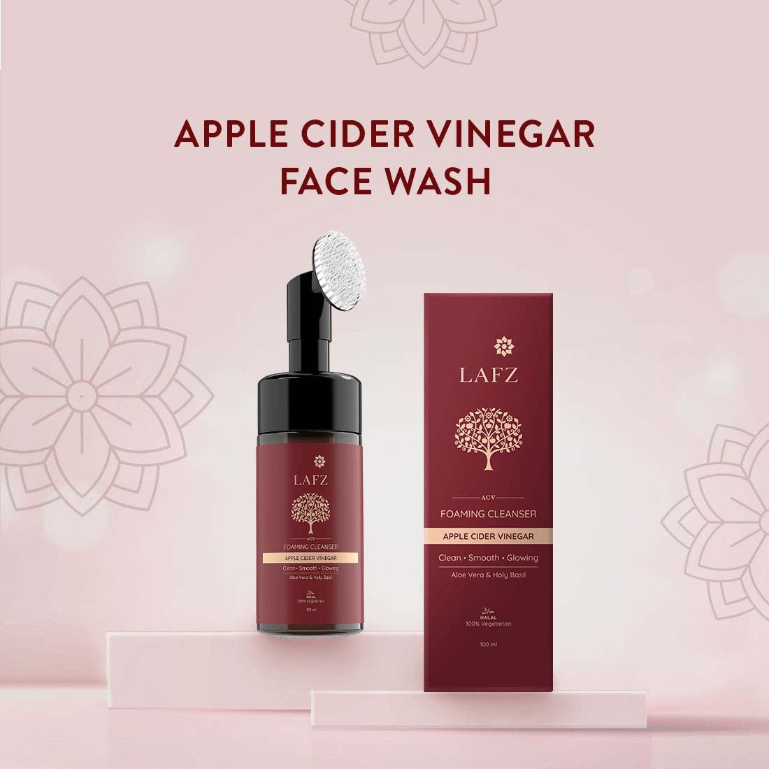 Lafz Apple Cider Vinegar Foaming Face Cleanser with Built-in Brush - 100ml | Deep Pore Cleansing for Acne & Oily Skin | Daily Skincare Routine