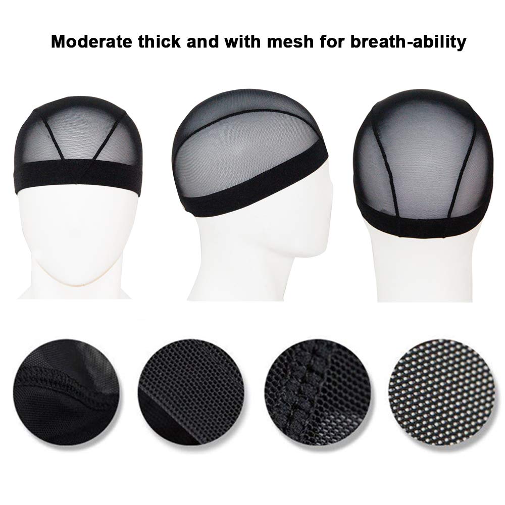 2 Pack Anti-Slip Mesh Wig Dome Caps - Breathable Reusable Wig Caps for Women, Men & Kids - Black (S/M/L/XL/2XL/3XL) - Perfect for Cosplay, Daily Wear & Hair Styling