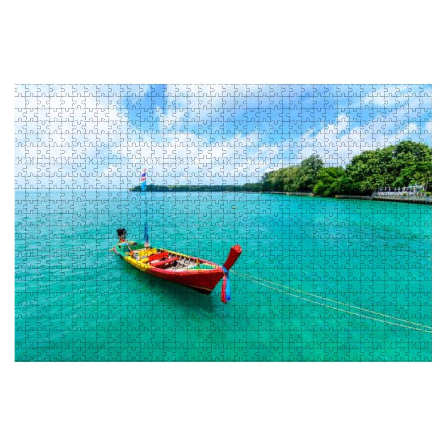 1000-Piece Wooden Jigsaw Puzzle - Beautiful Wave on The Beach Thailand Scenery - Educational & Stress-Relief Toy for Adults & Kids - Perfect for Family Game Night, Classroom Activities & Relaxation Therapy