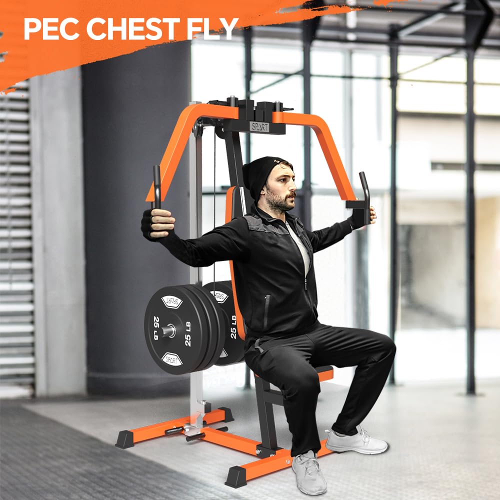 SPART Adjustable Plate Loaded PEC Fly & Reverse Delt Machine - Upper Body Strength Trainer for Chest, Back, Shoulder & Pectoral Workouts with Band Pegs - Perfect for Home Gym & Personal Fitness Training