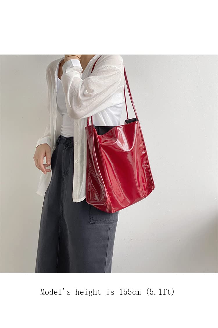 Ulisty Women's Patent Leather Tote Bag - Soft Casual Shoulder Handbag for Work, Travel & Daily Use | Stylish Purse for Women