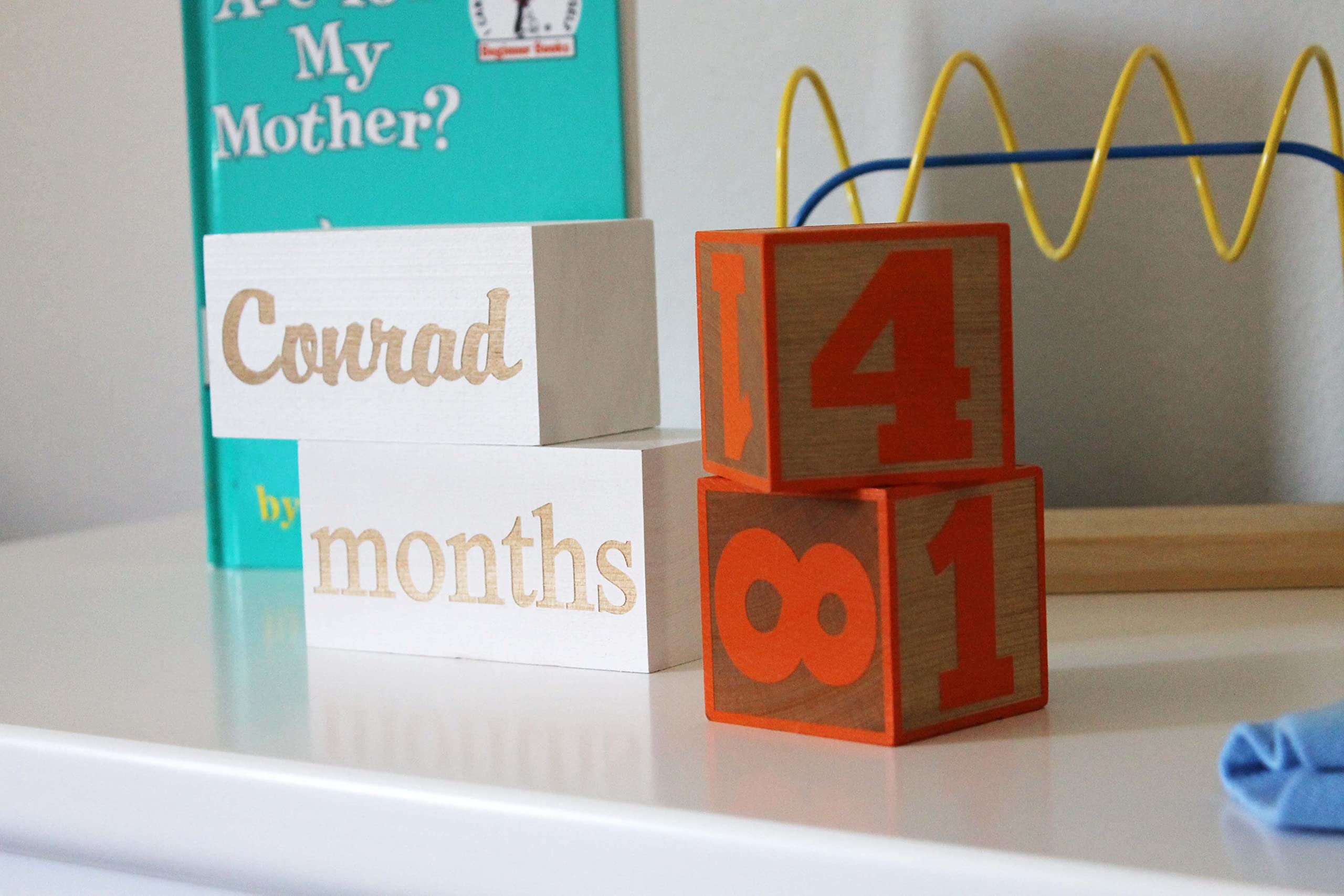 Personalized Baby Milestone Blocks - Solid Natural Wood Age Blocks for Monthly Photo Props | Keepsake Gifts for Newborns & Toddlers | Perfect for 1st Birthday, Monthly Milestone Photos & Nursery Decor