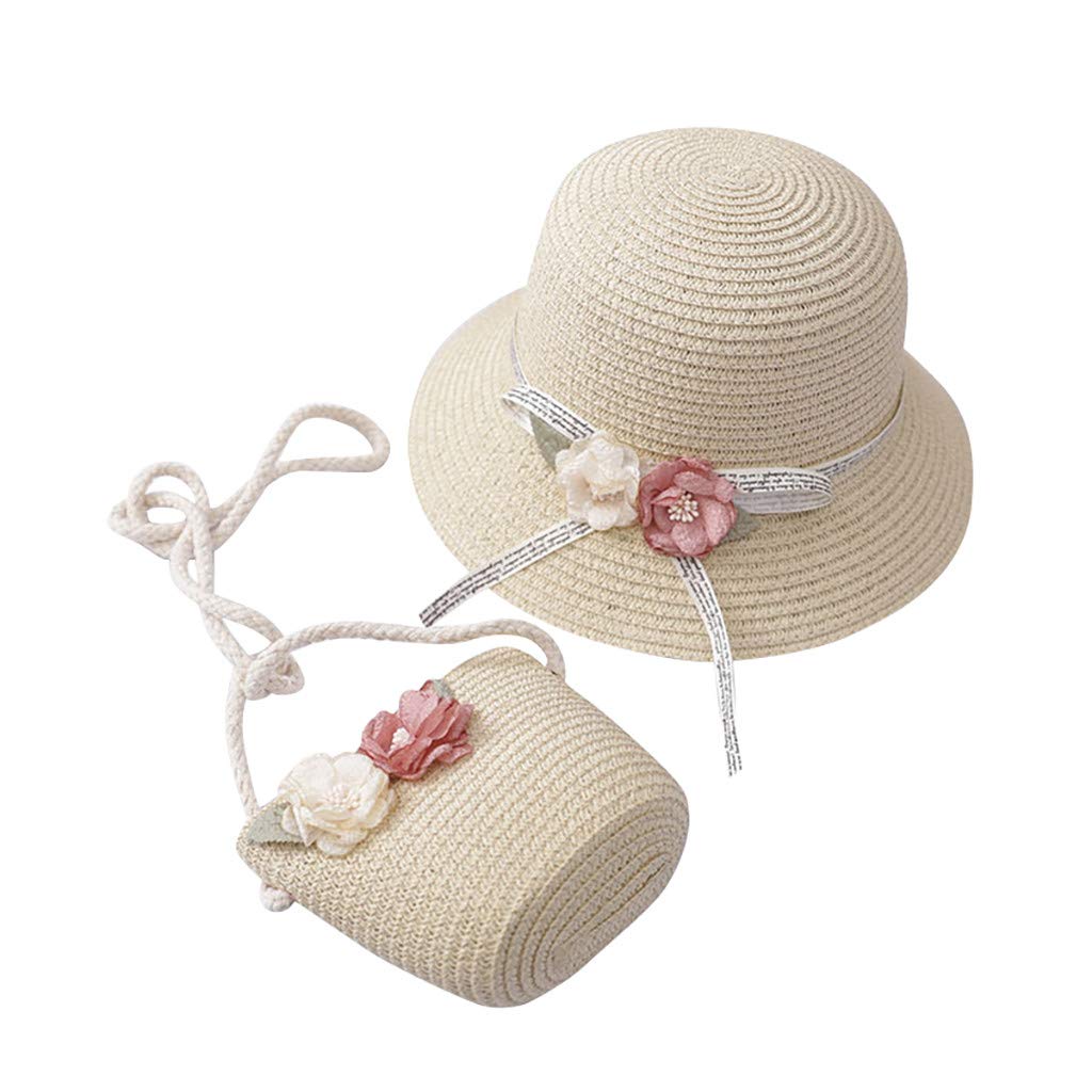Stylish Straw Flower Sun Hat & Baseball Cap for Girls, Boys, Men - Sun Protection for Outdoor Activities, Beach, Hiking, and Summer Fashion