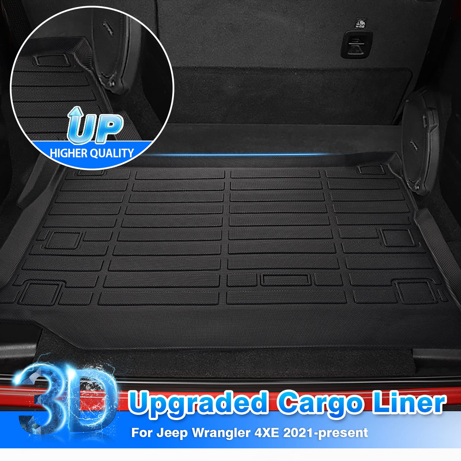 Cartist Heavy Duty TPE All-Weather Cargo Liner for Jeep Wrangler 4XE (2021-2024 Models) - Waterproof Trunk Mat Protector for SUV Accessories | Perfect for Camping, Road Trips & Outdoor Adventures