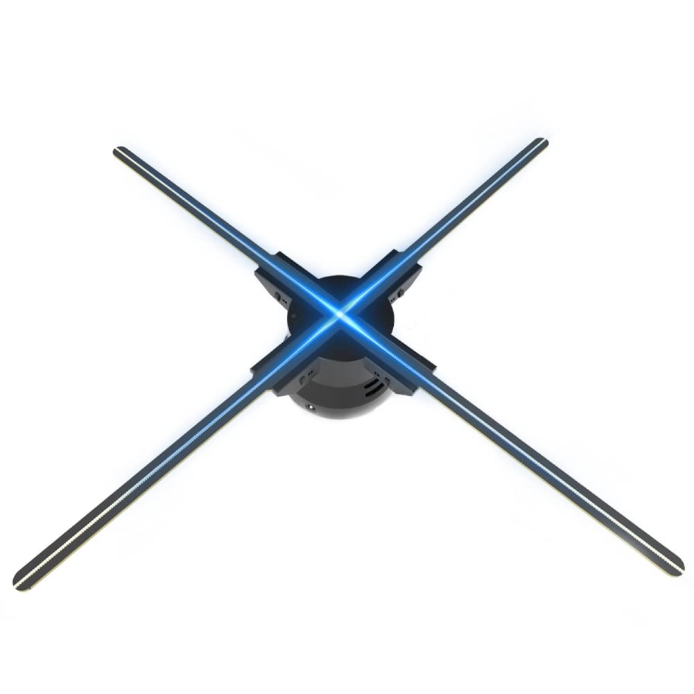 3D Hologram Fan Advertising Display - 19.2 Inch 4 Blade LED Holographic Fan for Naked Eye 3D Photos & Videos | Perfect for Retail Stores, Bars, Casinos, Events & Holiday Promotions