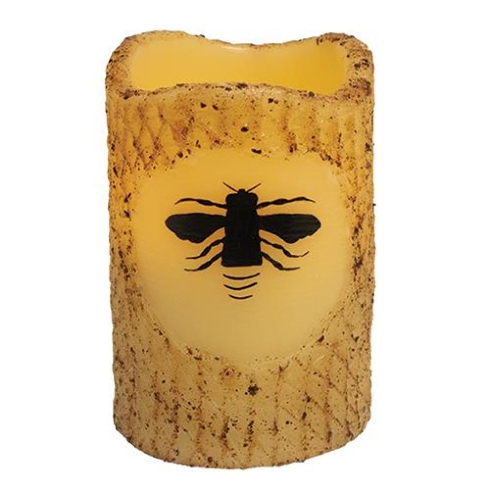 Bee Burnt Ivory Timer Pillar Candle - Natural Beeswax, Long-Lasting Scented Candle for Home Decor, Meditation & Romantic Ambiance