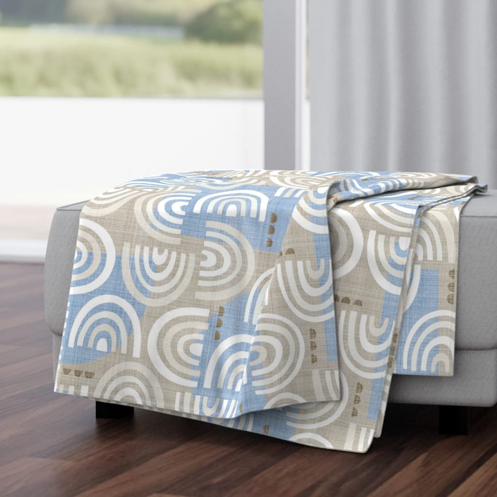Soft Plush Minky Throw Blanket 50x70 Inches - Neutral Geometric Scandi Rainbow Design | Cozy Home Decor, Perfect for Sofa, Bed & Gift Giving