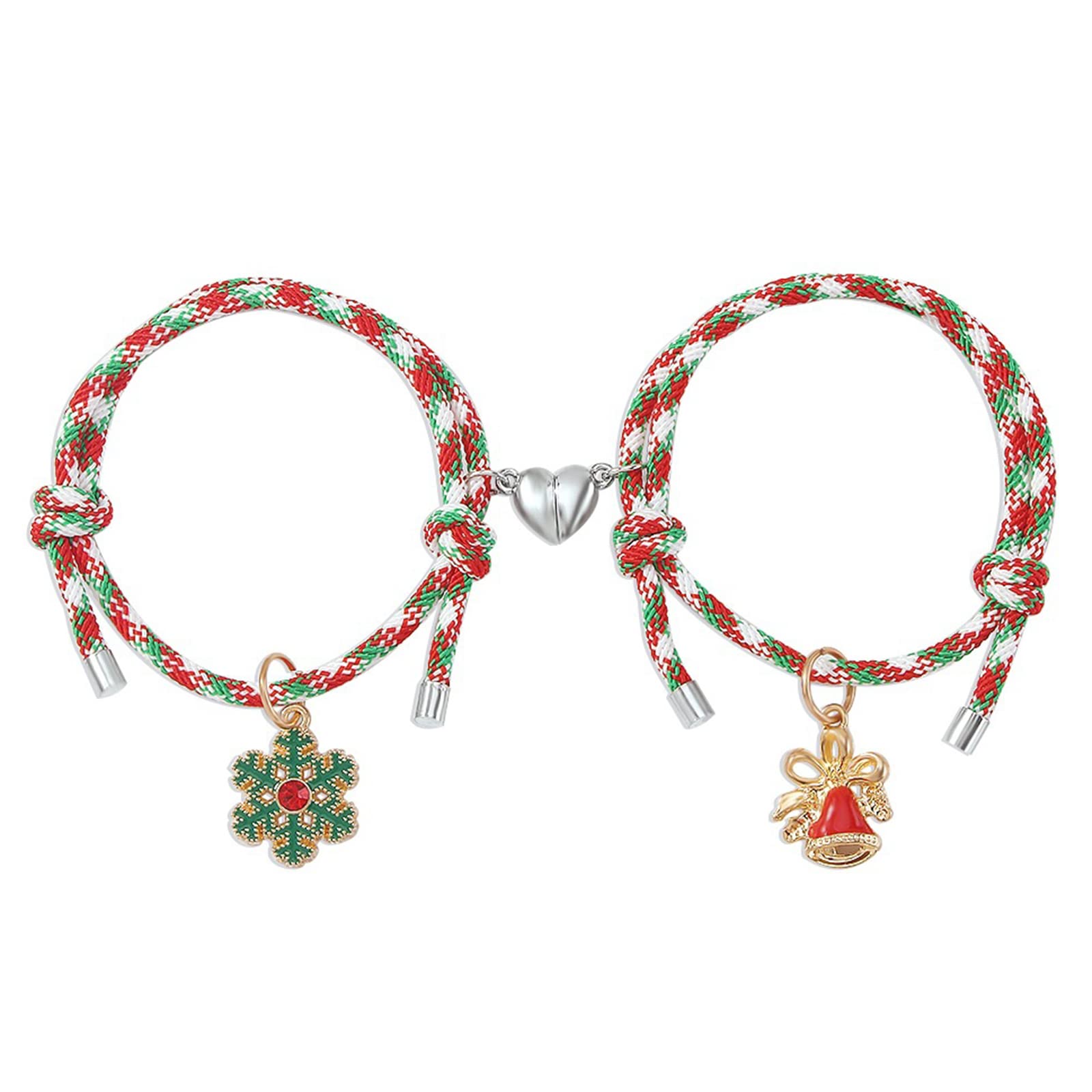 2Pcs Christmas Bracelet for Women - Festive Friendship Bracelets with Christmas Tree & Snowman Pendants - Holiday Gifts for Friends, Girls & Teens - Perfect for Christmas Parties, Gift Exchanges & Holiday Accessories