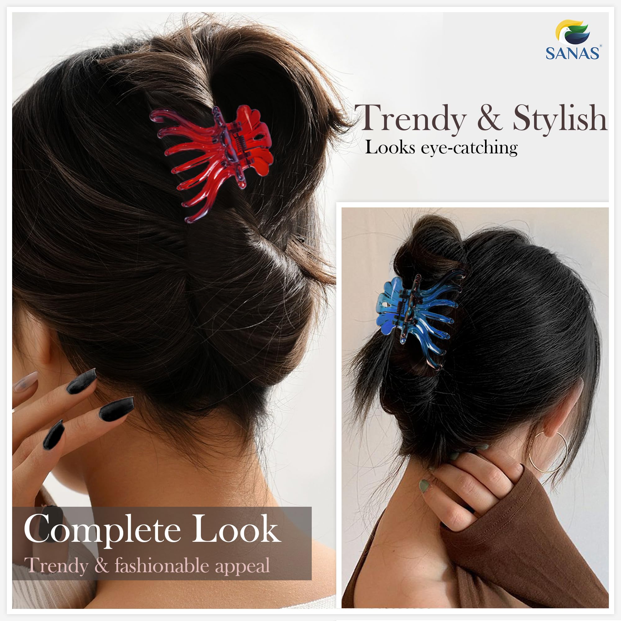 Sanas 4Pcs Butterfly Hair Clips for Women & Girls - Korean Style Hair Accessories, Fancy Claw Clips for Stylish Hairstyles - Perfect for School, Work, Parties & Everyday Wear