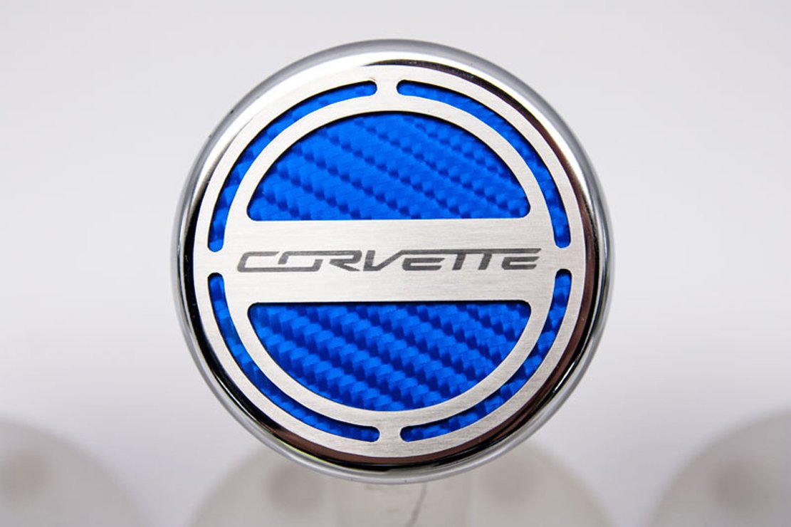 American Car Craft Blue Carbon Fiber Cap Cover Set - 6pc for Corvette