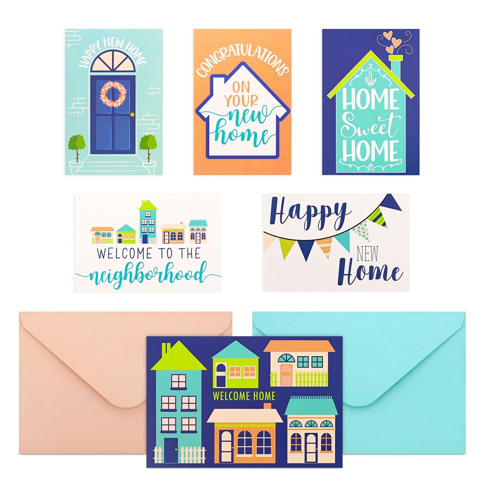 Paper Junkie Welcome Home Cards - Bulk Housewarming Greeting Cards with Envelopes (4x6 Inches, Pack of 48) - Perfect for Realtors, Friends & Neighbors - Ideal for New Home Gifts, Warm Wishes & Congratulations