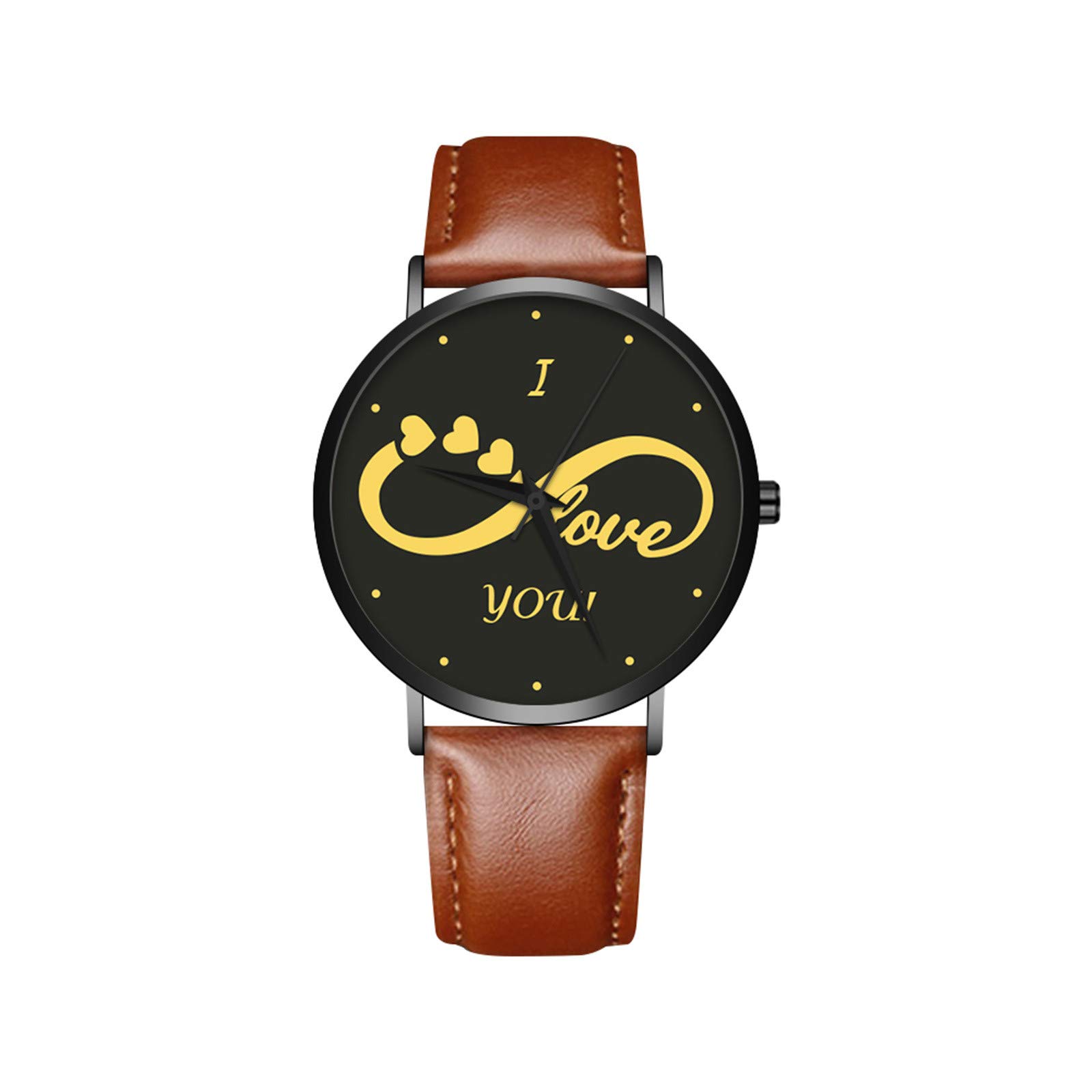 **Men's Leather Watch Band - Analog Quartz Alloy Wristwatch - Valentine's Day Couple Gift for Him & Her - Perfect for Casual, Office & Date Night**