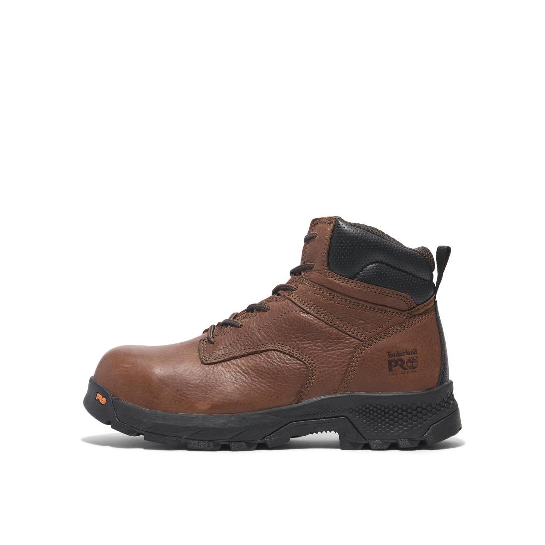 Titan EV 6 Inch Composite Toe SD10 Work Boots for Men - Brown Coffee Safety Shoes - Waterproof & Slip-Resistant for Construction, Warehouse & Outdoor Work