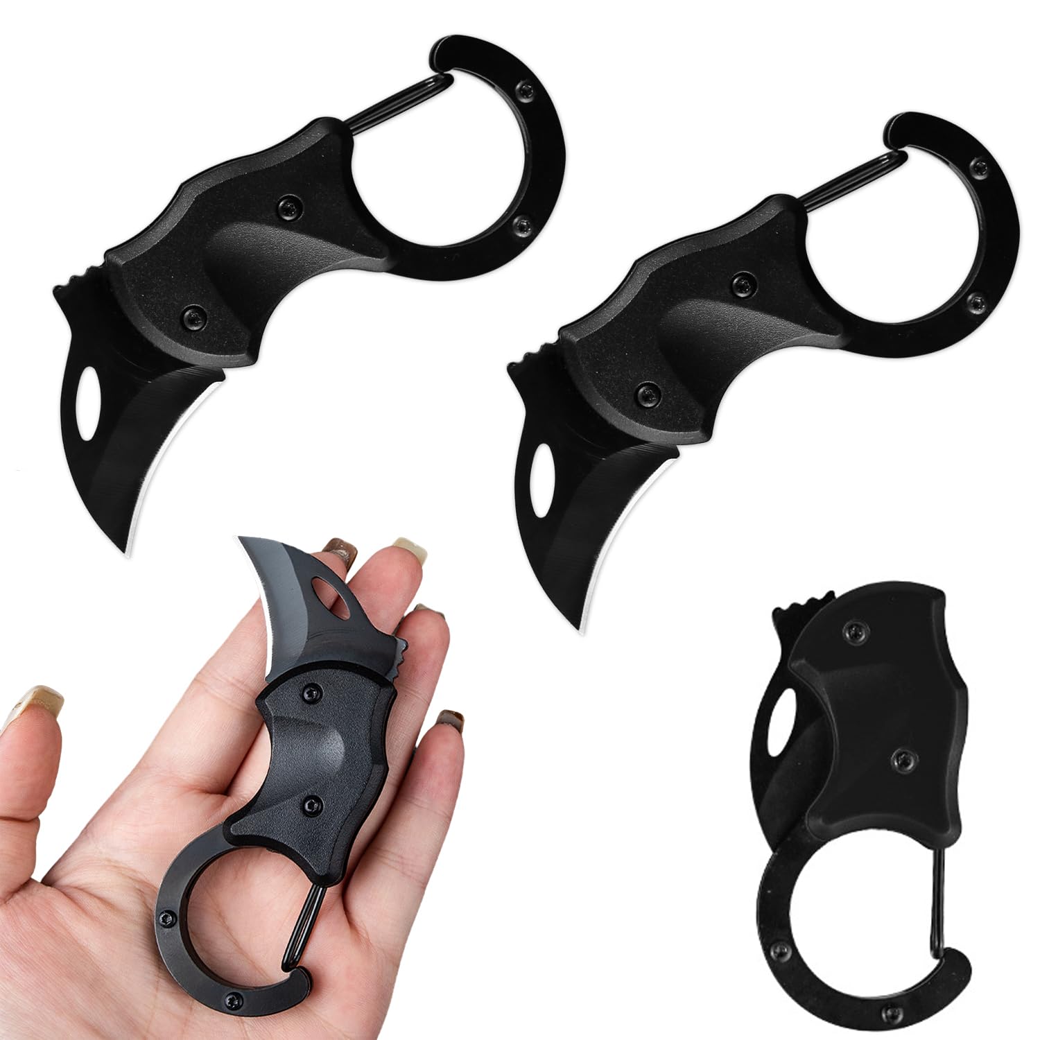 2PCS Mini Pocket Carabiner Keychain with Utility Knife - Compact Box Cutters & Multitool Folding EDC Gadgets for Everyday Carry - Perfect Gift for Family & Friends - Ideal for Camping, Hiking, and Outdoor Activities