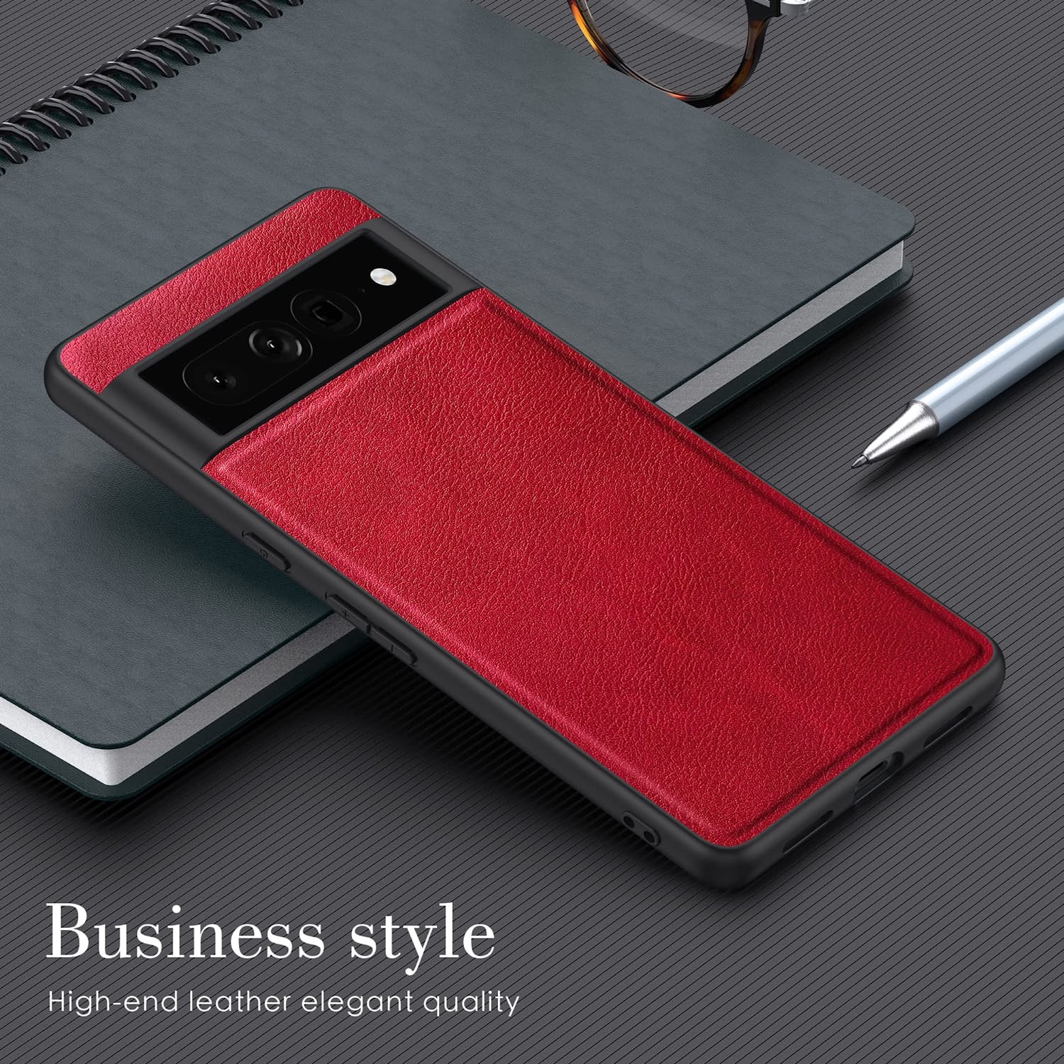 Premium Leather Soft Case for Google Pixel 7 Pro 5G (6.7 Inch) - Elegant Red Protective Cover | Perfect for Work, Travel & Everyday Use