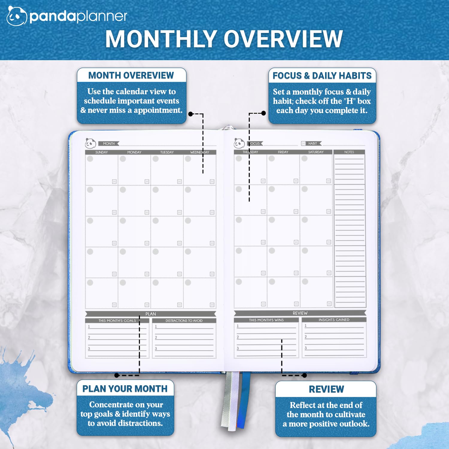 Panda Planner 2025 Undated Daily Planner with Hourly Schedule - 5.75