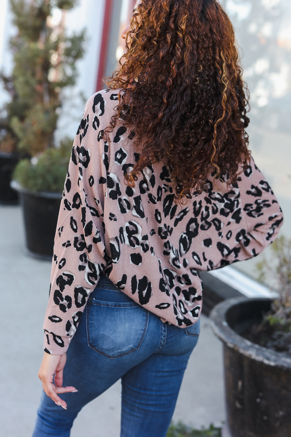 Be Bold Beige Rib Animal Print Button Front Dolman Pullover Sweater - Trendy Casual Wear for Women, Perfect for Office, Date Night & Fall Outfits