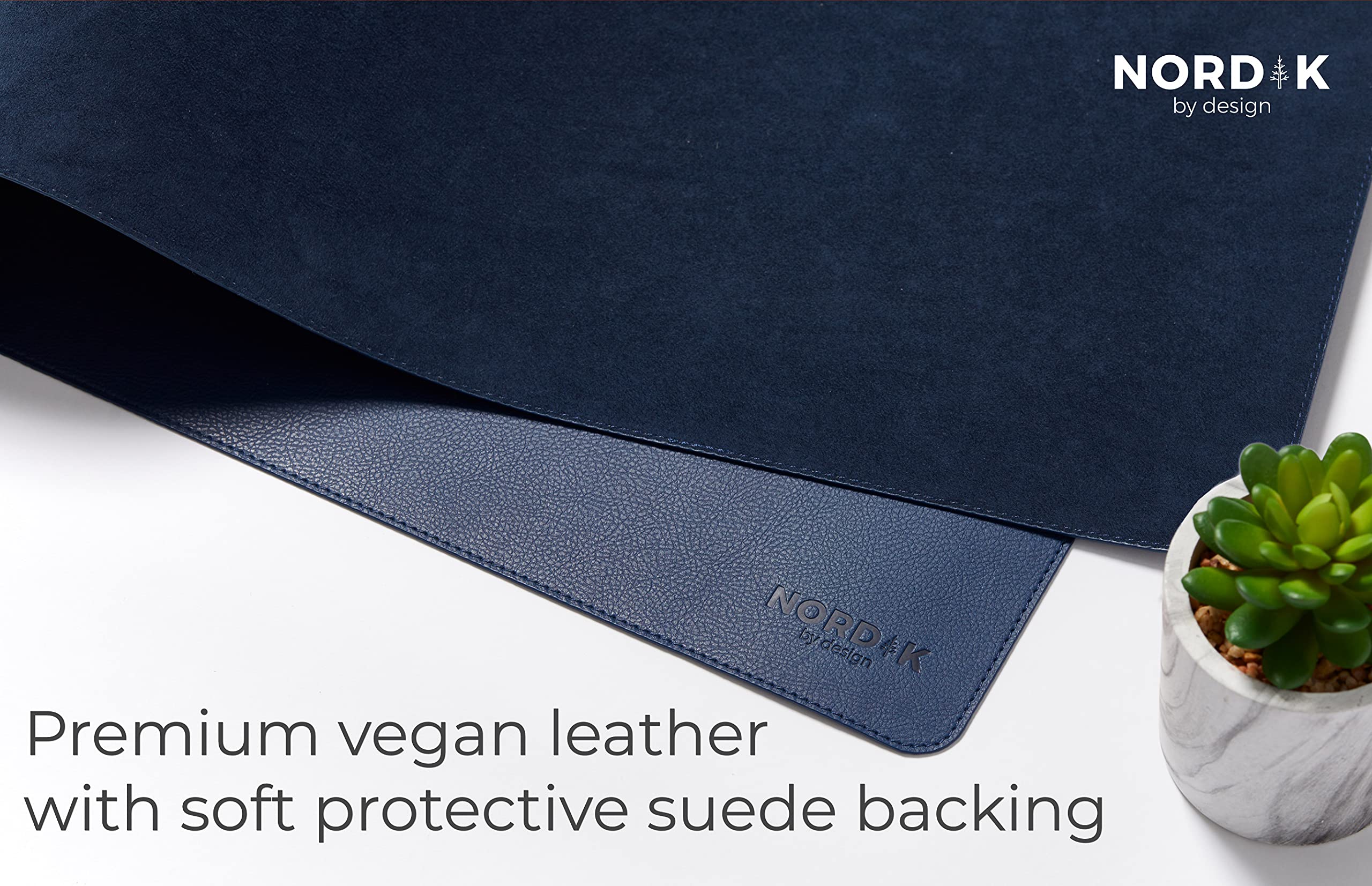 Premium Vegan Leather Desk Mat & Cable Organizer - 35