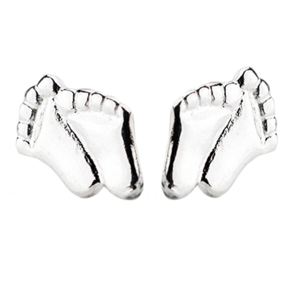 Helen de Lete Footprint Sterling Silver Stud Earrings - Dainty Minimalist Jewelry for Women - Perfect for Everyday Wear, Gifts & Special Occasions