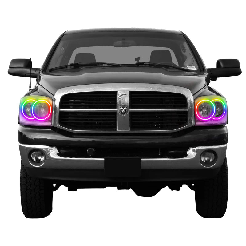 Dodge Ram Multicolor LED Halo Headlight Kit (2006-2008 Models) - Upgrade Your Truck's Style & Visibility for Night Driving & Off-Road Adventures