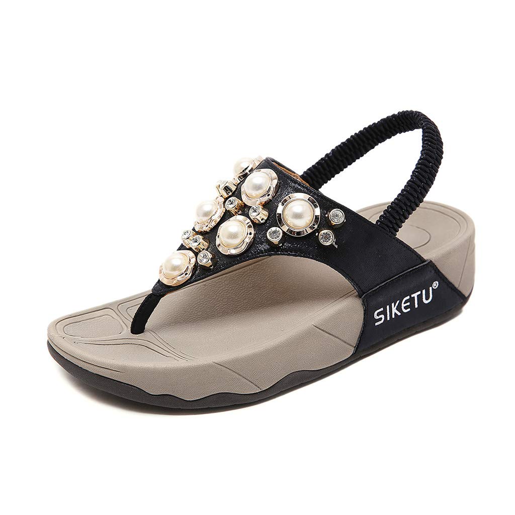 Women's Fashion Summer Sandals - Crystal Flat Open Toe Beach Wedge Sandals for Casual & Dressy Occasions | Perfect for Beach, Vacation, and Everyday Wear
