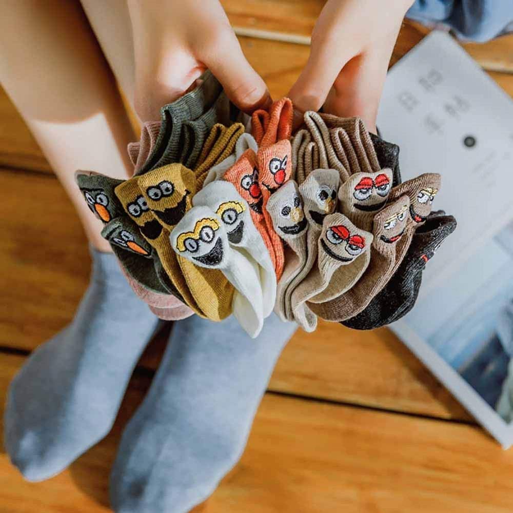 Unisex Cotton Cartoon Embroidered Funny Ankle Socks - 10 Pairs Pack - Comfortable Casual Socks for Men & Women - Perfect for Daily Wear, Gifts, and Cosplay Outfits