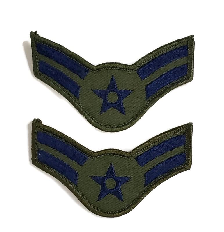 US Air Force Airman First Class E-3 ABU Subdued Chevron Pair for Men - Military Uniform Patch for Dress Blues & Formal Events