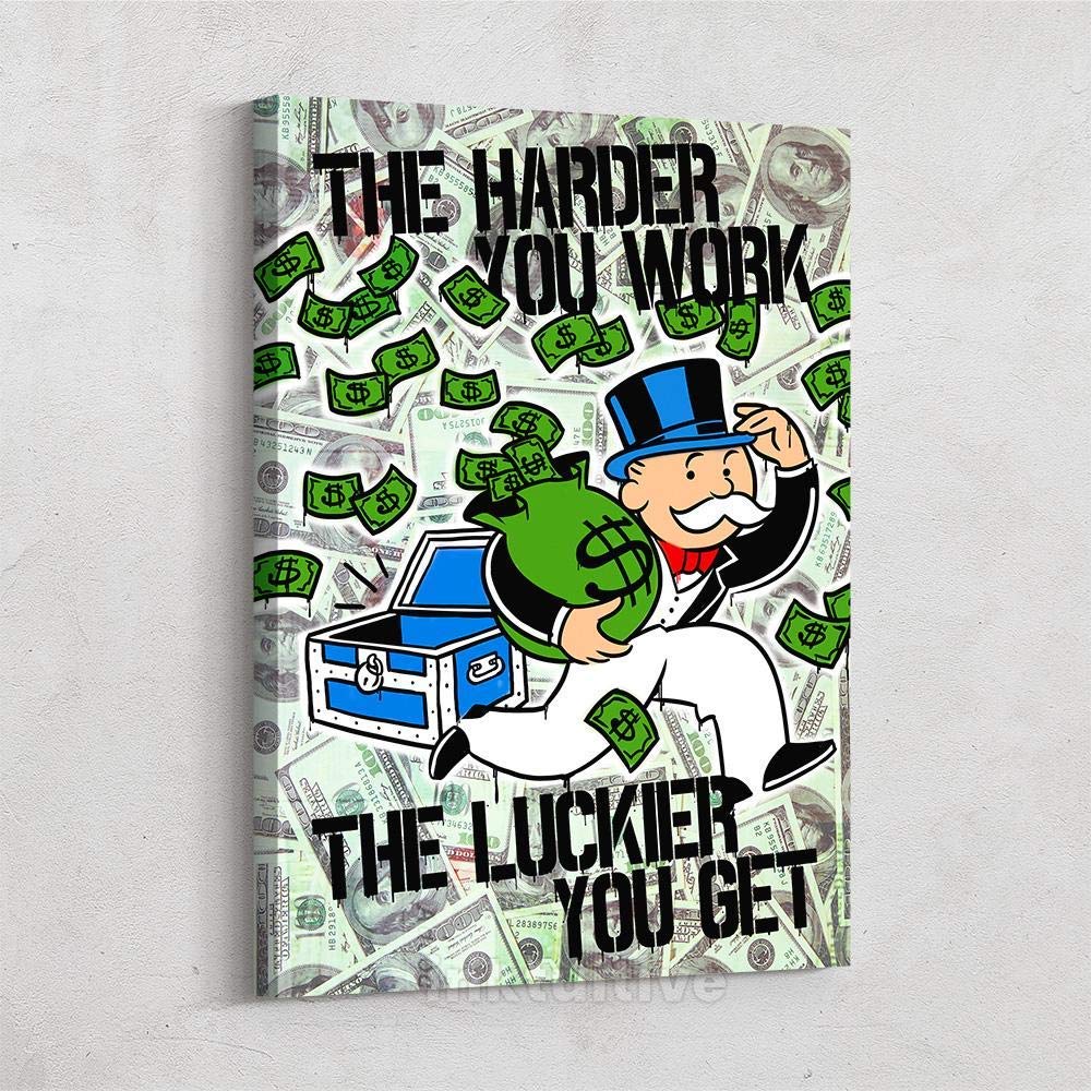 Inktuitive 'Game Changer' Motivational Wall Art - Monopoly Pennybags Inspirational Quotes Canvas Print with Black Frame (24x18 Inch) - Perfect for Office, Home, or Gym Decor to Boost Productivity & Positivity