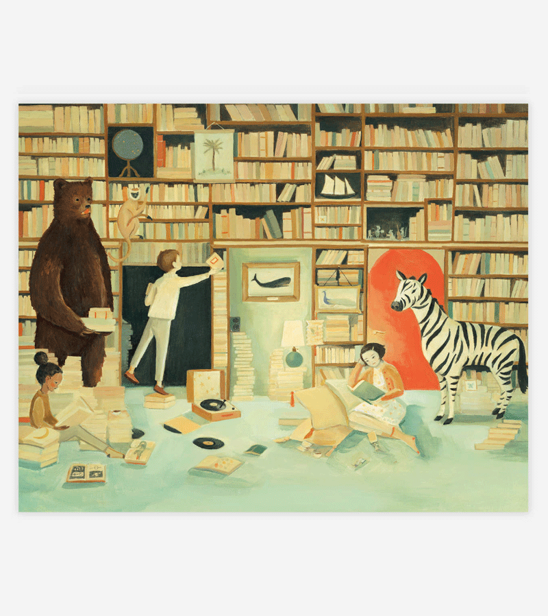 Black Apple Imaginaries Library 8x10 Archival Art Print - Perfect for Home Decor, Office Wall Art & Gift Giving