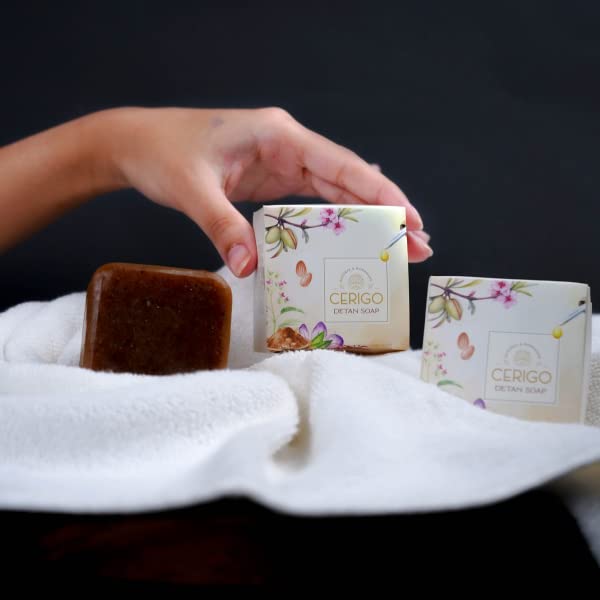 CERIGO Detan Bar 60g - Natural Soap for Skin Brightening & Tan Removal - Perfect for Post-Sun Care & Daily Skincare Routine