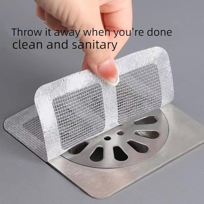 20 Pack Disposable Shower Drain Hair Catcher Mesh Stickers - Bathroom, Laundry & Kitchen Sink Drain Covers for Human & Pet Hair - Prevent Clogs in Showers, Tubs & Sinks