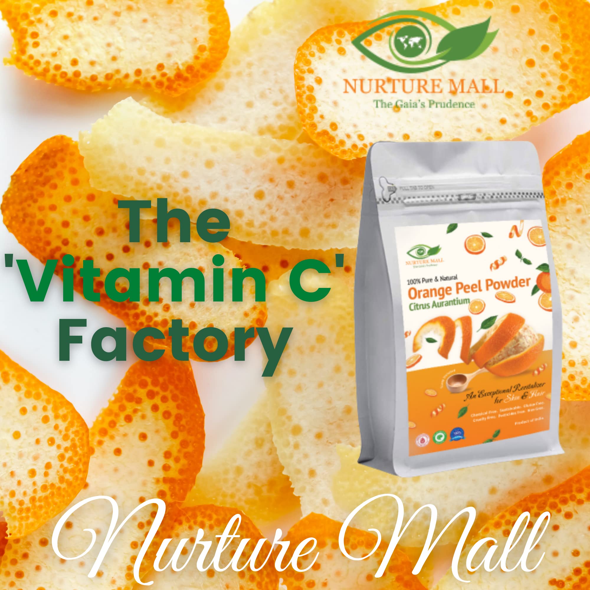 Nurture Mall Orange Peel Powder 200g - Natural Skin Brightening & Anti-Aging Treatment | Reduces Fine Lines, Sun Damage & Tan | Organic Face Mask for Glowing Complexion | Perfect for DIY Skincare & Spa Days