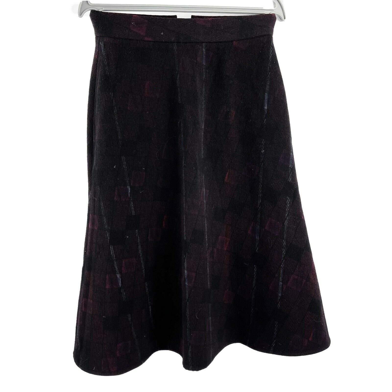 Yohji Yamamoto + Noir Muted Plaid A-Line Skirt - Black Multi Color - Size 1 - Women's Fashion Skirt for Casual Wear, Office & Evening Outfits